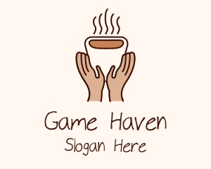 Hot Coffee Cup Hands Logo