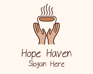 Hot Coffee Cup Hands Logo