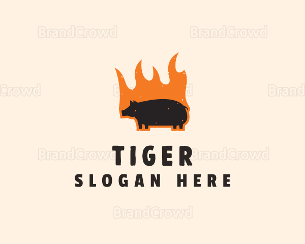Flame Grill Pig Logo