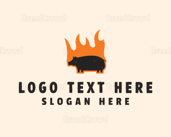 Flame Grill Pig Logo