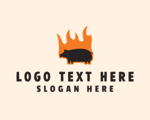 Pitmaster - Flame Grill Pig logo design