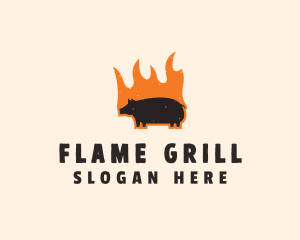 Grill - Flame Grill Pig logo design