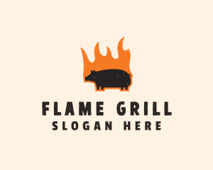 Grilling - Flame Grill Pig logo design