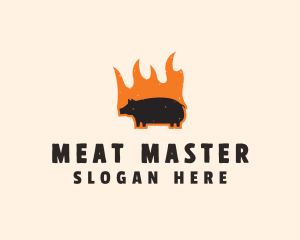 Flame Grill Pig logo design