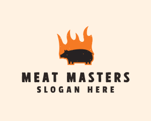 Flame Grill Pig logo design