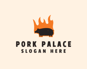 Flame Grill Pig logo design