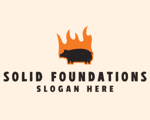 Cooking - Flame Grill Pig logo design