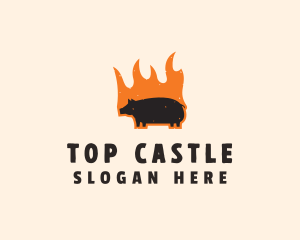 Fire - Flame Grill Pig logo design