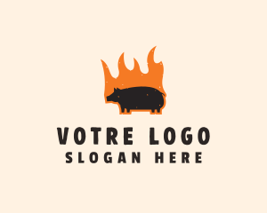 Pig - Flame Grill Pig logo design