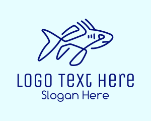 Marine Animal - Blue Shark Monoline logo design