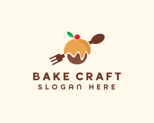 Cupcake Pastry Cutlery  logo design