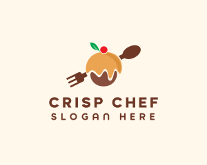 Cupcake Pastry Cutlery  logo design