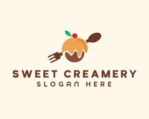 Cupcake Pastry Cutlery  logo design