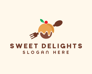 Cupcake Pastry Cutlery  logo design