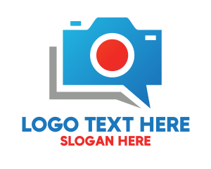 Lens - Blue Camera Chat logo design