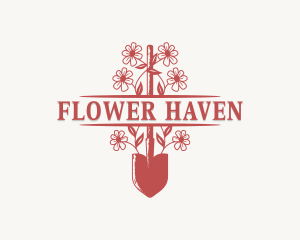 Shovel Flower Plant logo design