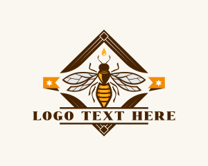 Honey - Honeycomb Wasp Bee logo design