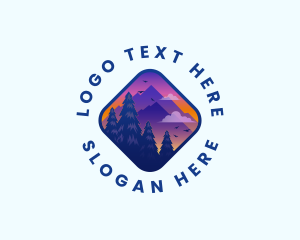 Pine Tree - Mountain Outdoor Trekking logo design