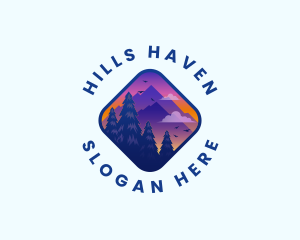 Hills - Mountain Outdoor Destination Trekking logo design