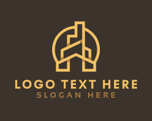 Golden - Gold Real Estate House logo design