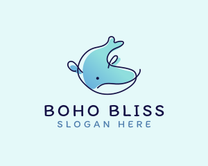 Humpback Whale Doodle logo design