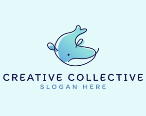 Humpback Whale Doodle logo design