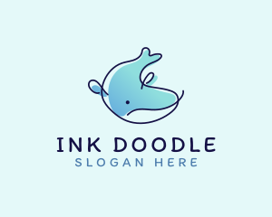 Humpback Whale Doodle logo design