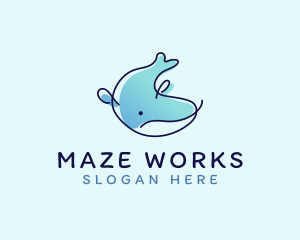 Humpback Whale Doodle logo design