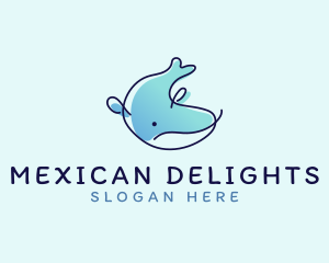 Humpback Whale Doodle logo design