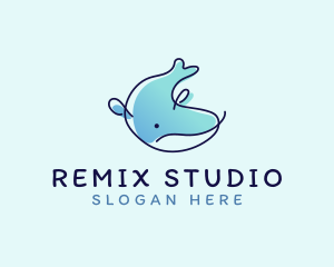 Humpback Whale Doodle logo design