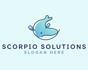 Humpback Whale Doodle logo design