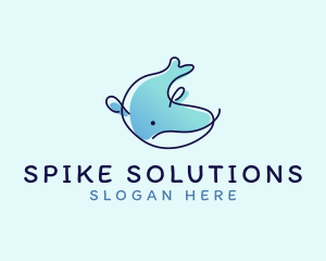 Humpback Whale Doodle logo design