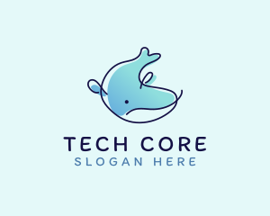 Humpback Whale Doodle logo design