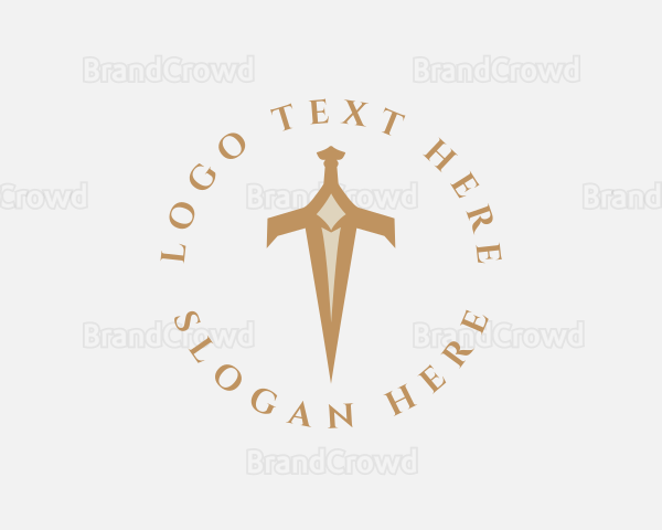 Elegant Dagger Sword Letter T Logo