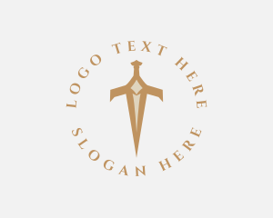 Elegant Dagger Sword Letter T Logo