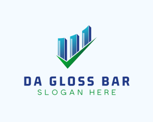 Building Bar Graph Checkmark logo design