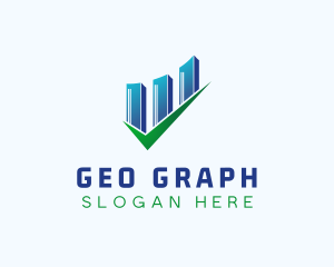 Building Bar Graph Checkmark logo design