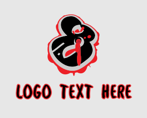 Blood - Splatter Graffiti Number 8 logo design