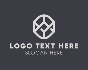Hh - Geometric Grey Symbol logo design