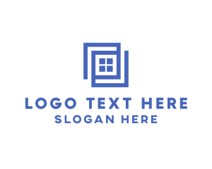 Blue Square - Geometric Blue Window logo design