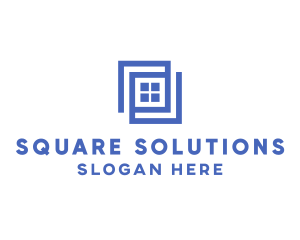 Geometric Blue Window logo design