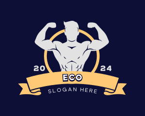 Muscle Man Bodybuilder Logo