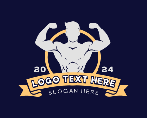 Muscle Man Bodybuilder Logo