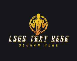 Bodybuilding - Lightning Human Power logo design