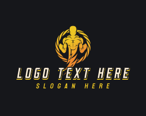 Strength - Lightning Human Power logo design