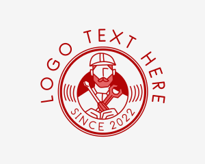 Repair Service - Hipster Handyman Mechanic logo design