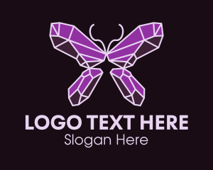 Stone - Crystal Gem Butterfly logo design