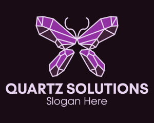Quartz - Crystal Gem Butterfly logo design