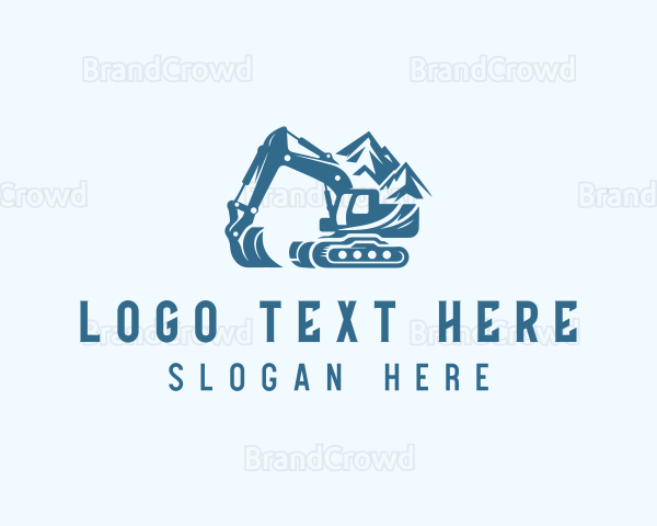 Mountain Excavator Construction Logo