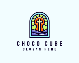 Chruch - Church Crucifix Stained Glass logo design
